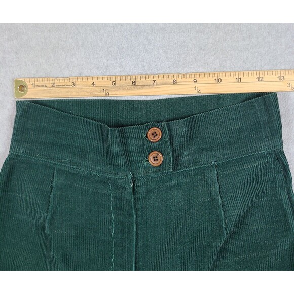 Vtg 70s Womens Sears JR. Bazaar Corduroy Bell Bottom Flare Green Pants Sz 26x31 - Picture 10 of 13